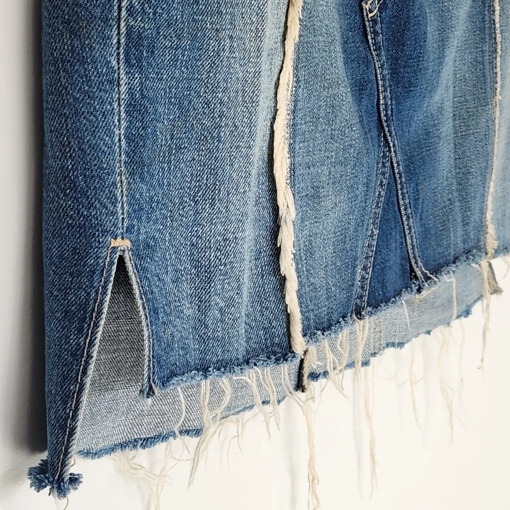 PAIGE Chiara Fray Hem Blue Denim Skirt Size 29 - Picture 7 of 11